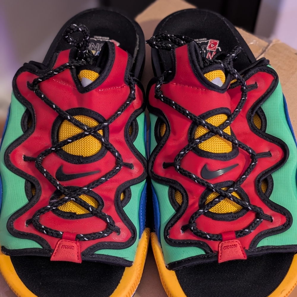 Nike Kids Red, Green, and Yellow Sandals